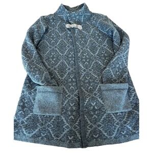 Chiaramente Sweater Coat Womens Wool Blend Long length toggle geometric sz Large